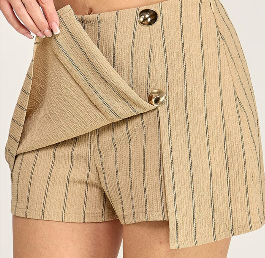 Khaki and Black Striped Skort