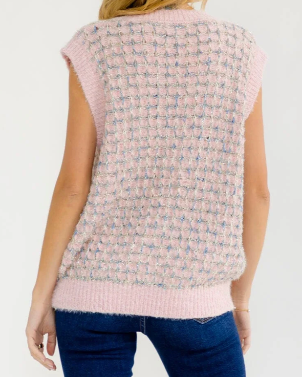 Pink Shimmer Sweater Vest Top