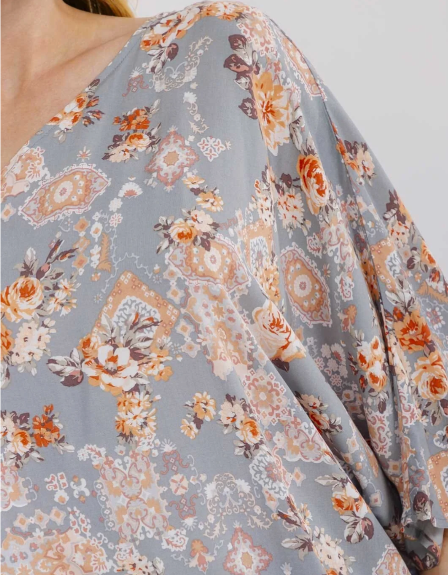 One Shoulder Floral Blouse