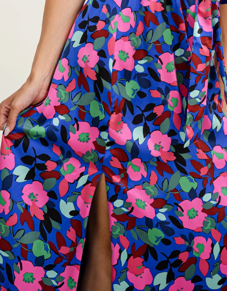 One Shoulder Floral Print Maxi Dress