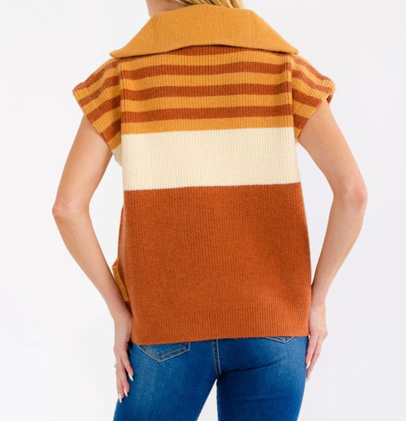 Colorblock Knitted Sweater Vest Top