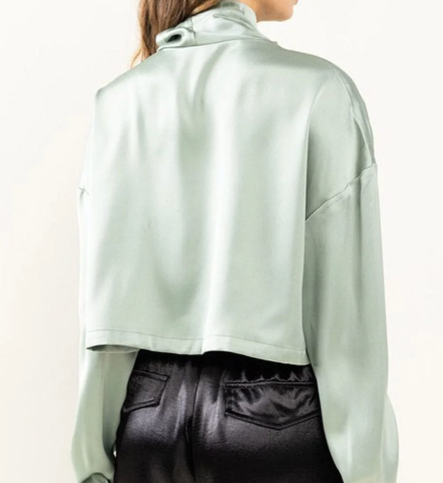Long Sleeve Button Up Satin Blouse