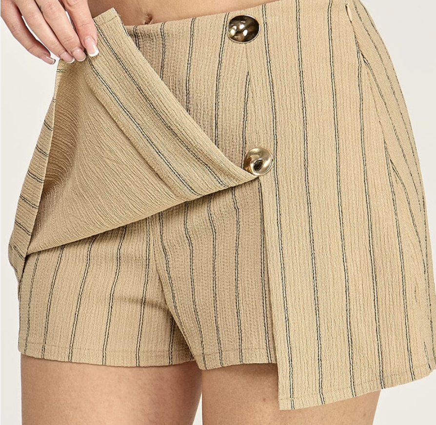 Khaki and Black Striped Skort